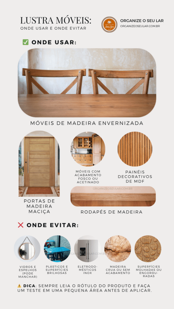 lustra móveis: onde usar e onde evitar